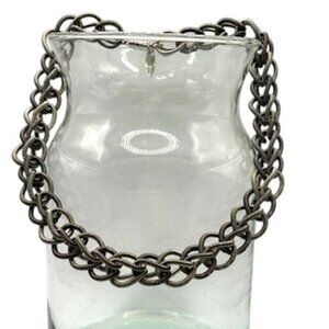 SEA LILY Wire Spring Two-Tone Silver Choker Stretch Necklace Jewelry